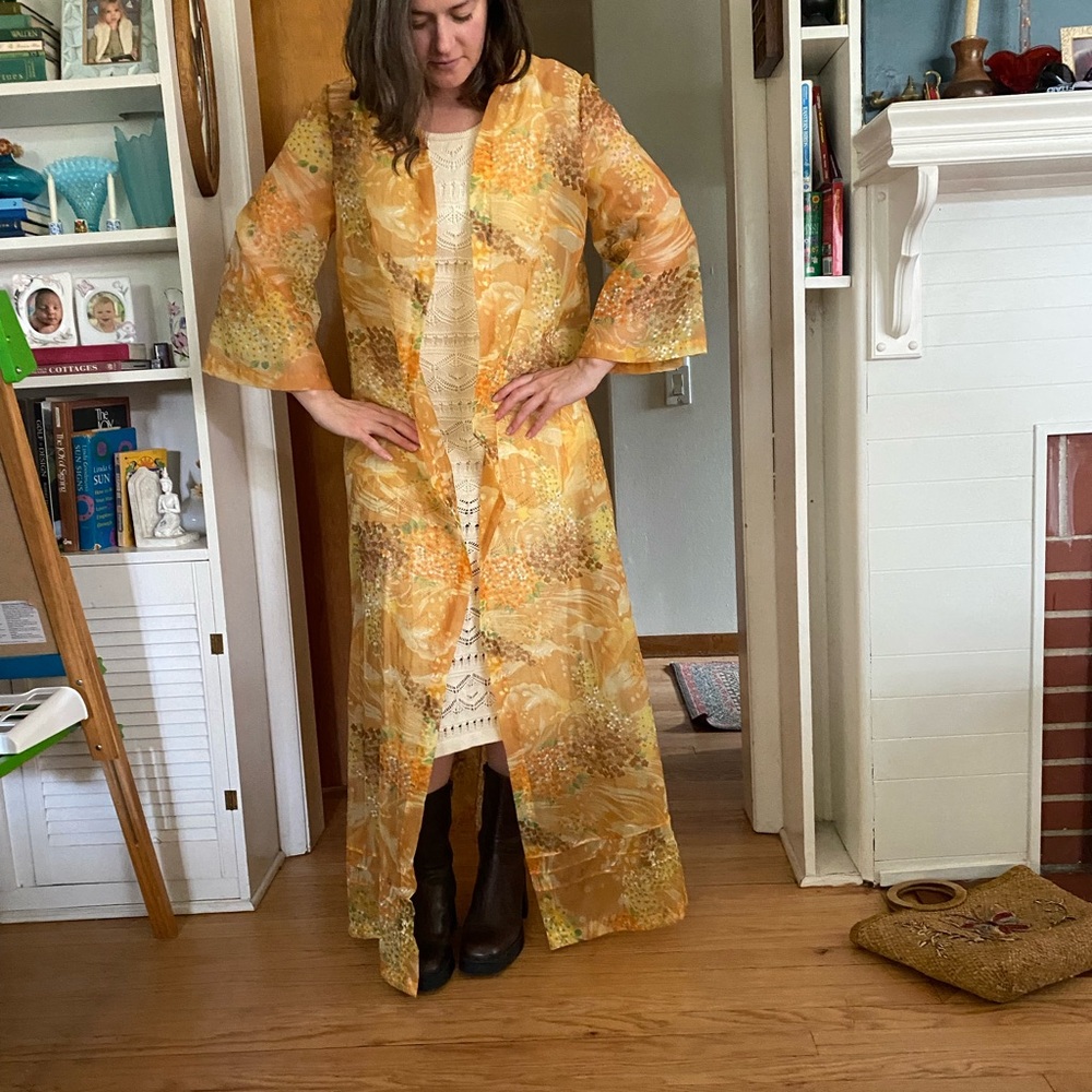 Vintage Yellow Floral Kimono